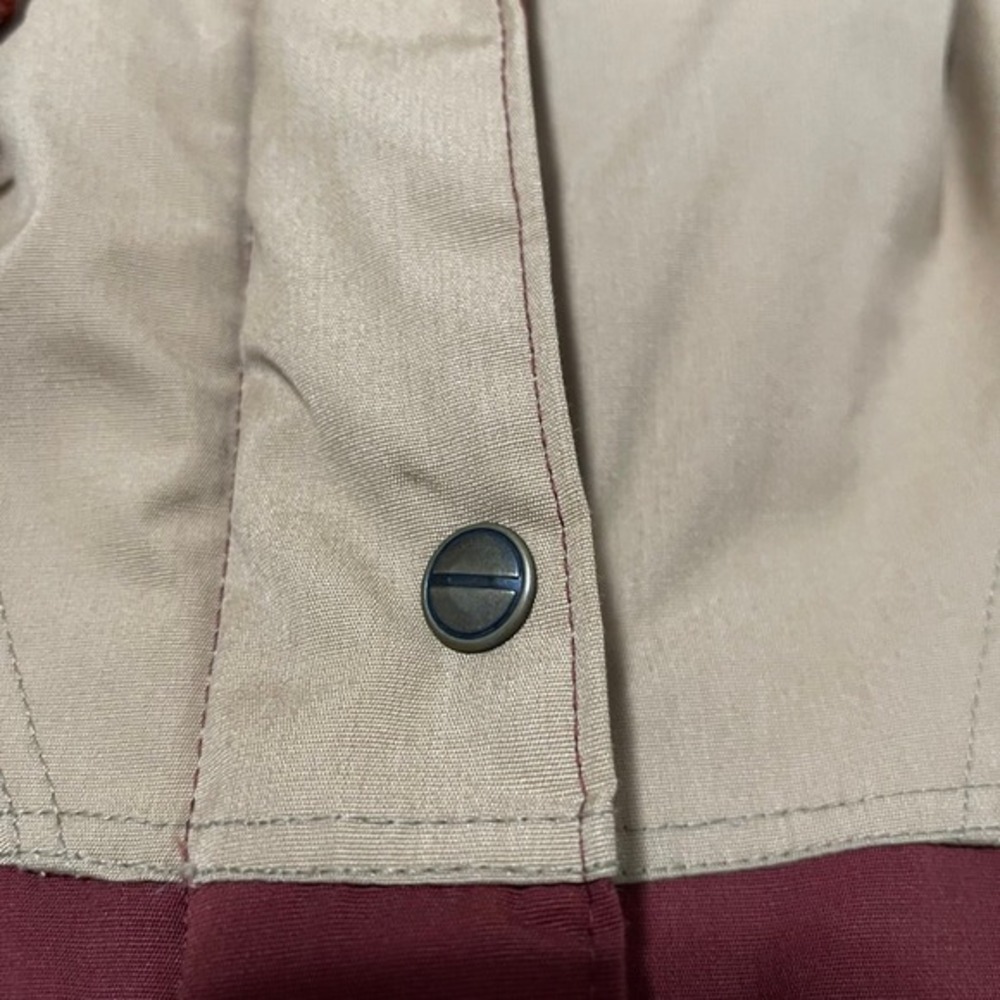 VTG London Fog Jacket Womens Large Tan Burgundy Hooded Parka 80s Coat - Picture 5 of 12